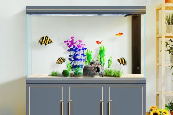 BEGONDIS Camper Van Tourer with 8 Pcs Plastic Plant Set Artificial Polyresin Aquarium Ornament Aquatic Model Decoration Fish Tank Marine Decor Ornaments (Car) - Image 6