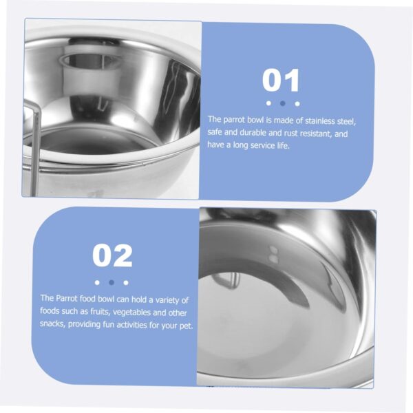 COSMEVIVI Bird Feeder Bird Bowls for Cage Parrot Food Bowl Feeder for Bird Clip Bird Food Feeder Bird Food Feeding Cup Bird Feeding Cup Bird Cage Food Bowl Bird Water Bowl Stainless Steel - Image 5