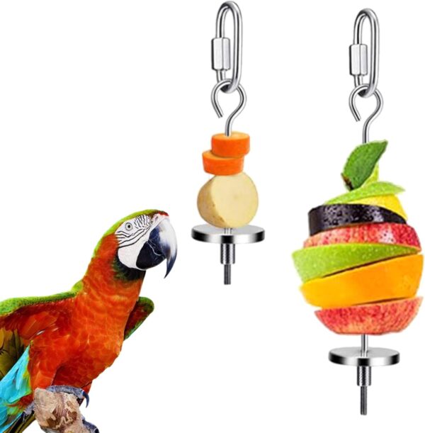 Bird Food Holder Hanging Stainless Steel Treat Feeders Food Basket For Fruit Grain Wheat Feeding Bowls For Parrot - Image 6
