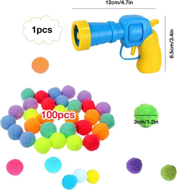 YumSur Interactive Cat Toys, Cat Ball Toy Launcher,Cat Ball Gun with 100pcs Soft Pom Pom Balls,Plush Ball Shooting Gun for Cats,Cat Fetch Toys for Indoor Pet Cat Exercise Training Chasing - Image 2