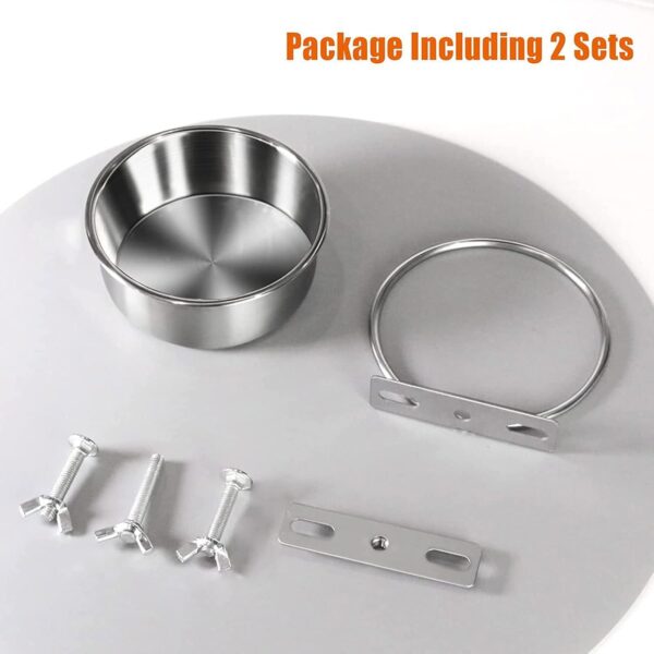 Bird Feeding Dish Cups Parrot Removable Stainless Steel Bowl Parrot Food Bowls Screw On Bird Feeder Bowl With Clamp - Image 4