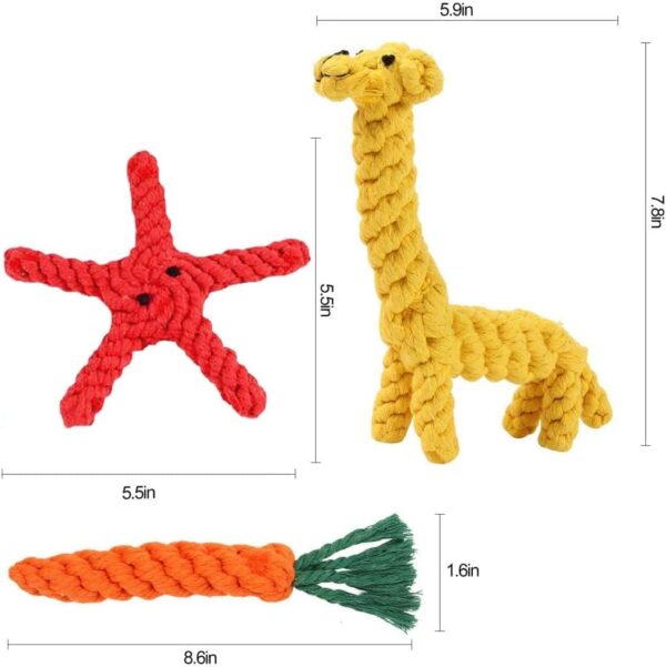 Puppy Teething Toys Indestructible Dog Toys Dog Chew Toys from 8 weeks Giraffe Carrot Dog Toy Tough Dog Rope Toy for Boredom Small Middle Dog - Image 7