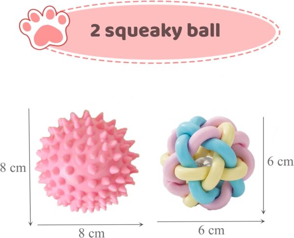 Aliangting Dog Puppy Teething Toys,6 Pack Pink Puppy Chew Toys Set With Ball and Cotton Ropes,dog toys for small dogs,Squeaky Interactive puppy teething toys from 8 weeks - Image 4