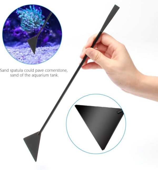Aquarium Aquascape Tools Kit, 4 in 1 Anti-Rust Aquatic Plant Aquascaping Tool Stainless Steel Black Tweezers Scissors Spatula for Aquarium Tank Clean Fish Tank Aquascape Tools Sets (Black) - Image 6