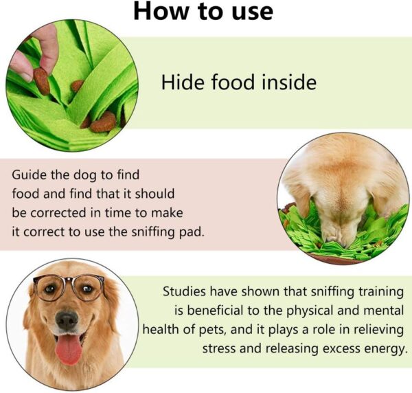 AWOOF Snuffle Mat for Dogs Food Sniffing Feeding Mat, Dog Brain Games Puzzle Toys for Boredom, Encourages Natural Foraging Skills for Dogs, Treat Dispenser Indoor Outdoor Stress Relief - Image 3