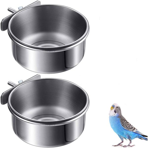 3pieces Bird Cage Food Water Bowl Cup Dish For Parrots Budgies Parakeets Stainless Steel Food Cup Bird Feeding Dish - Image 5