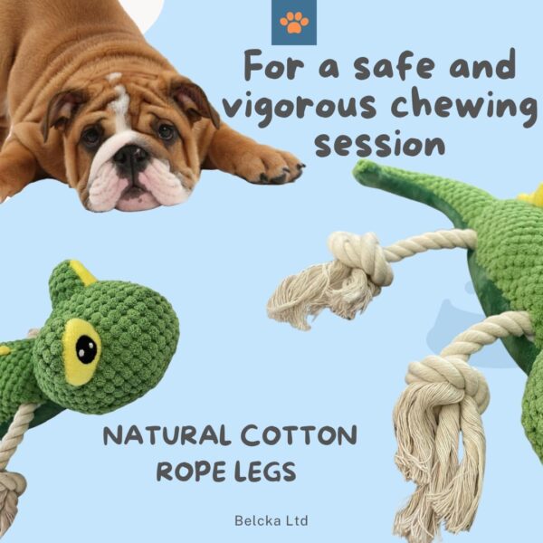 Belcka- Large Plush Dog Toy With Natural Cotton Rope- Interactive Dog Toys for Boredom- Durable Dog Chew Toys for Small, Large, Medium Breeds- Squeaky Dog Toys for Pets- Dog Gifts - Image 4