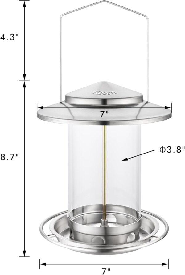 iBorn Metal Bird Feeder for small birds,Easy Clean Bird Seed Feeder,Hanging Bird Feeder for Seeds With Gift Box，3-Second Refill Bird Feeder,Nickle 6 Port (Seed is not Included) - Image 6