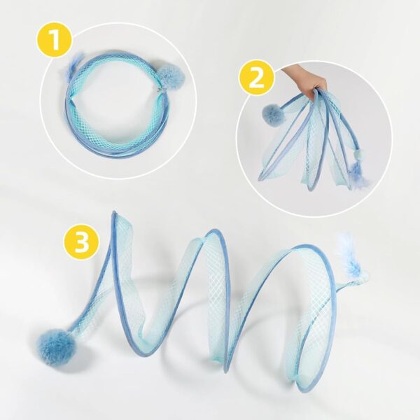 Moyubath Collapsible Cat Tunnel for Indoor Cats, Cat Tube Tunnel Pet Interactive Play Toy with Feather Sisal Ball Springs Exercise Toys for Kitten Small Animals - Image 5