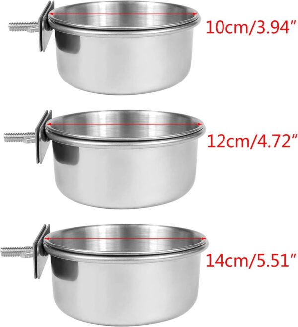 3pieces Bird Cage Food Water Bowl Cup Dish For Parrots Budgies Parakeets Stainless Steel Food Cup Bird Feeding Dish - Image 6