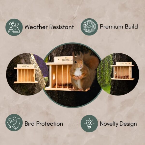 Garden Mile Squirrel Feeder and Bird Feeder, Large Wooden Jail Picnic Table, Durable Outdoor Wildlife Feeding Station, Garden Ornament for Birds and Squirrels (Jail) - Image 5