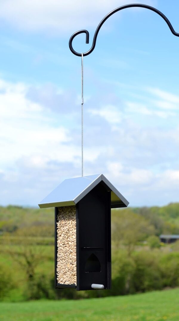 Supa Cambridge Wild Bird Seed Feeder, House Shaped Contemporary Feeder, Ideal For Small & Medium Sized Garden Birds, Black - Image 6
