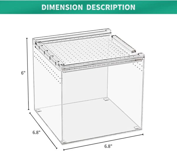 KAKOOTI Reptile Terrarium,6.8"*6.8"*6" Reptile Breeding Box, Magnetic Acrylic Enclosure，for Tarantula，Hermit Crab，Jumping Spider，Iguana，Leopard Gecko，Bearded Dragon, Insect, Mantis, Scorpions. - Image 2