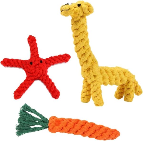 Puppy Teething Toys Indestructible Dog Toys Dog Chew Toys from 8 weeks Giraffe Carrot Dog Toy Tough Dog Rope Toy for Boredom Small Middle Dog - Image 8