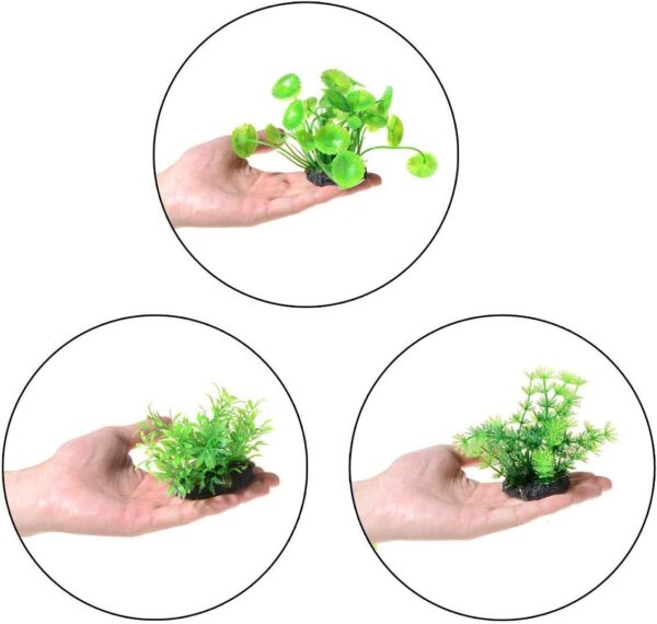 Uotyle Fish Tank Plants Plastic Artificial Aquarium Plants Decorations Green Ornament Small 3Pcs - Image 6