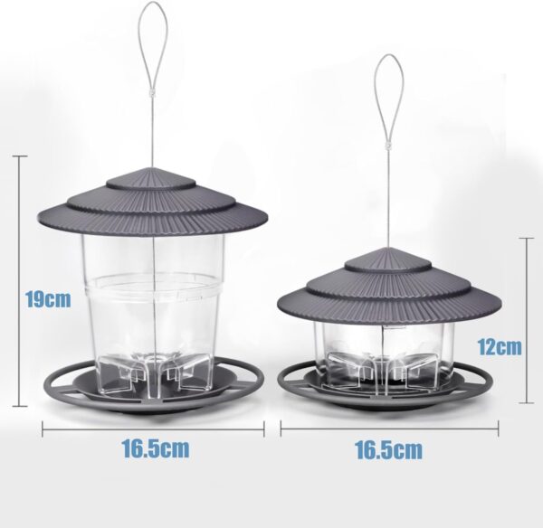 WLLKOO Bird Feeders for Outdoors, 2 Pack Bird Feeder Outside Hanging, Adjustable Feeder with Sturdy Wire and Roof, Plastic Bird Feeder for Garden, Backyard, Terrace - Image 2