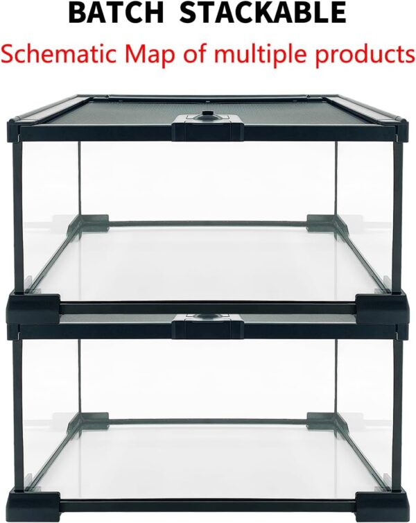 Reptile Growth Reptile Terrarium, 12" x 8"x 6" Reptile Tank with Top Sliding Door Screen Ventilation Glass Tank for Leopard Gecko Bearded Dragon Lizard snail stick insect tarantula gecko snake - Image 4