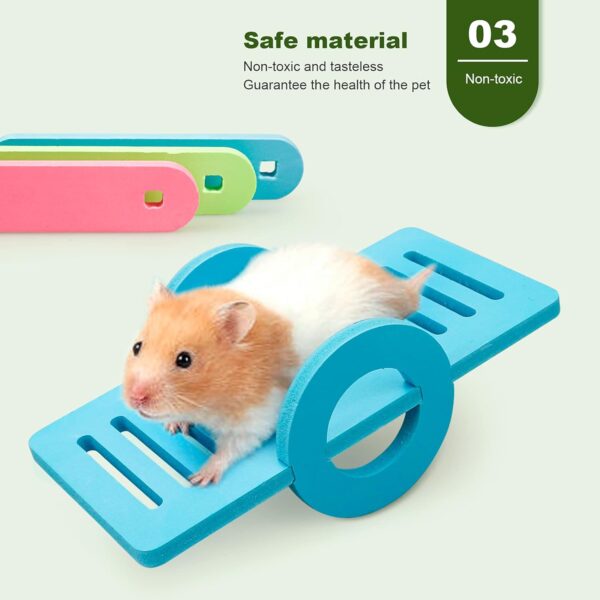 5 Pcs Hamster Toys Set Rainbow, DIY Hamster Hideout House Rainbow Bridge Swing and Seesaw, Pet Sport Exercise Toys Set Hamster Cage Accessories for Gerbil Mouse and Small Pets (S) - Image 4