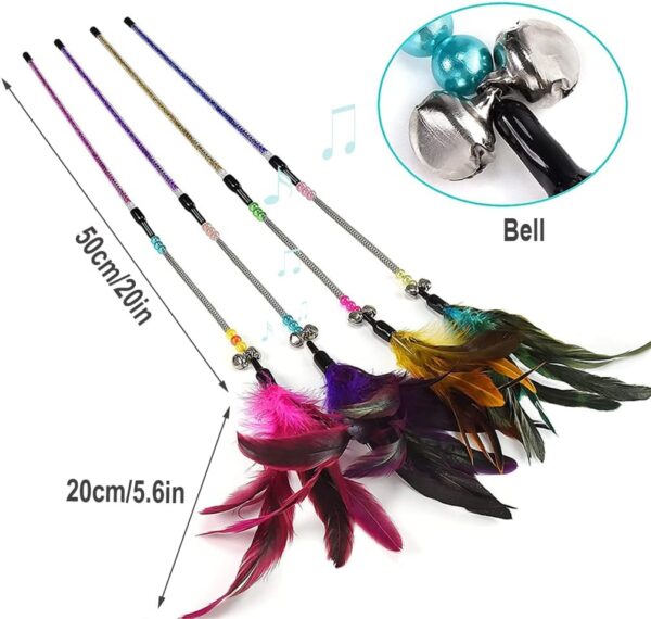 Cat Toys,Cat Toys for Indoor Cats Training,Cat Feather Toys with 2 Teaser Wand,Interactive Cat Toy with Super Suction Cup for Kitten and Adult 11Pcs (Red) - Image 4