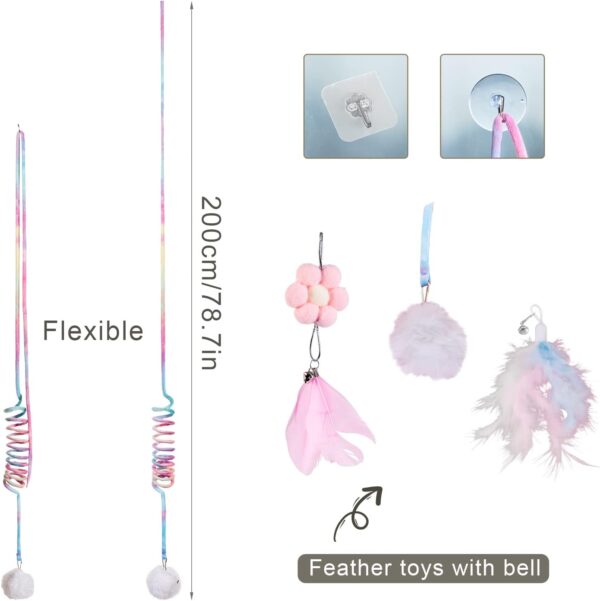 EASY JOY Interactive Cat Toys for Indoor Cats, Wiggly ball Cat Toys, Door Hanging Dangly Cat Feather Toys with Bells for Kittens to Exercise Eliminating Boredom, Bouncing cat toy（7Pcs） - Image 5