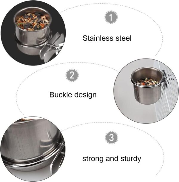 2 Pcs Parrot Bowl Stainless Steel Parrot Feeding Cups Sturdy Water Bowl Bird Feeding DishSuitable for Parrots Macaws or Other Birds Bird Feeding Dish (S-4.4/5.5cm) - Image 7