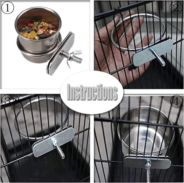 2 Pcs Parrot Bowl Stainless Steel Parrot Feeding Cups Sturdy Water Bowl Bird Feeding DishSuitable for Parrots Macaws or Other Birds Bird Feeding Dish (S-4.4/5.5cm) - Image 3
