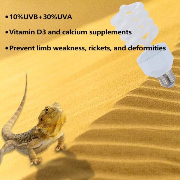 LUCKY HERP Reptile UVA UVB Lamp Bulb, 23W 10.0 UVB Light Reptile Kit, Terrarium & Vivarium UVB Fluorescent Light Bulb for Tortoise, Lizard, Bearded Dragon - Image 3