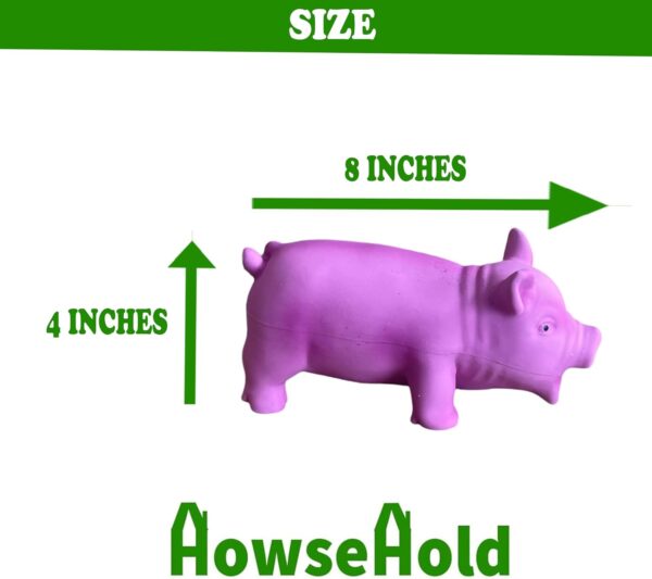 HowseHold Squeaky Pig Dog Toys Grunting Oinking Squeaky Latex Pig 8" [Pack of 3] Pink Pig, Orange Pig, Black Pig (3 Pigs) - Image 2