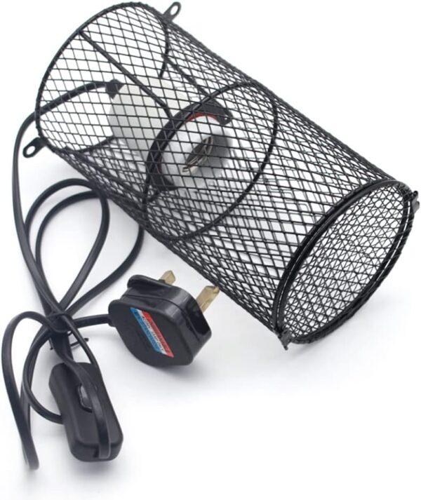 Reptile Heat Lamp Heater Holder Ceramic Heat Lamps Lampshade Holder Anti Hot Bracket Cage for Bearded Dragon, Lizard, Tortoise, Snake, UK Plug (Large) - Image 4