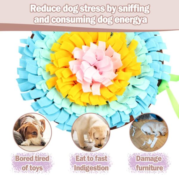 IFOYO Pet Snuffle Mat, Dog Feeding Mat Small Dog Training Pad Pet Nose Work Blanket Non Slip Pet Activity Mat for Foraging Skill, Stress Release, (F Flower, Diameter: 17.7in / 45cm) - Image 2