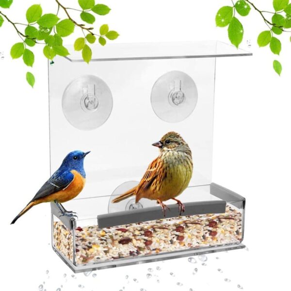 Birds Food Bowl Food Dispenser Seed Tray For Cage Canary Finches Parakeets Pet Bird Cage Food Feeder For Window - Image 7