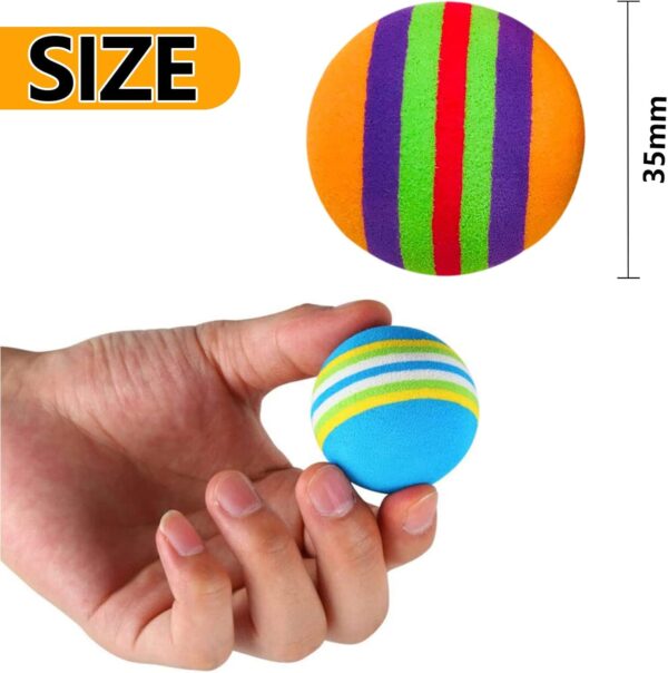 jiuhao Rainbow Cat Toy Balls,Soft EVA Foam Interactive Indoor Kittens Toys,Small Cat Toy Balls Bulk Quiet Play Sponge Ball ​Colorful Foam Balls for Pet Chase Training Sports - Image 3