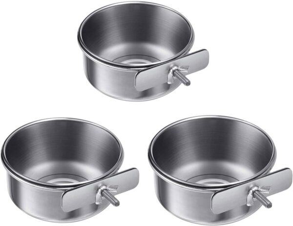 3pieces Bird Cage Food Water Bowl Cup Dish For Parrots Budgies Parakeets Stainless Steel Food Cup Bird Feeding Dish - Image 8