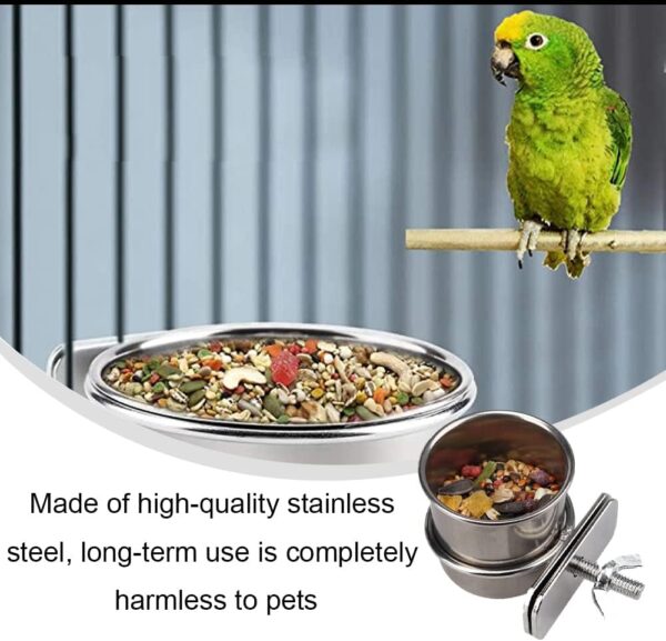 2 Pcs Parrot Bowl Stainless Steel Parrot Feeding Cups Sturdy Water Bowl Bird Feeding DishSuitable for Parrots Macaws or Other Birds Bird Feeding Dish (S-4.4/5.5cm) - Image 5
