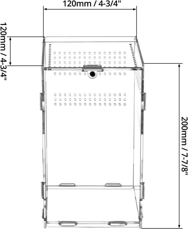 QWORK® Reptile Acrylic Feeding Box, Acrylic Transparent Insect Habitat Terrarium Case, 20×12×12cm for Praying Mantis, Spiders, Lizards, Snails - Image 6