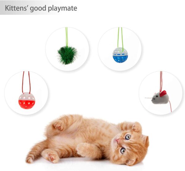 Tofern Multi-Function Pet Kitten Cat Interactive Activity Soft Fleece Folding Toy Mat Bed Hammock Tent With Hanging Mouse Bell Balls, brown - Image 3