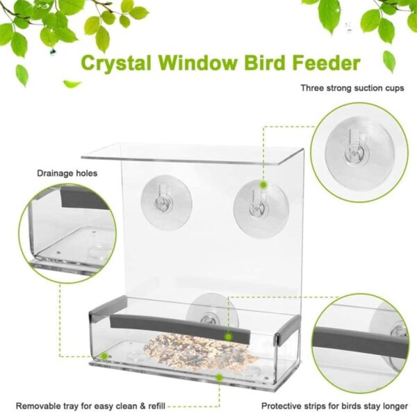 Birds Food Bowl Food Dispenser Seed Tray For Cage Canary Finches Parakeets Pet Bird Cage Food Feeder For Window - Image 8
