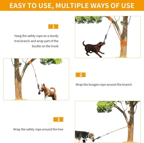 Spring Pole Dog Rope Toys, Interactive Dog Tug Toy with Dog Rope Toys and a Big Spring Pole Kit, for Small to Large Dogs, for Tug of War, Bite Training,Outdoor Hanging Exercise - Image 4