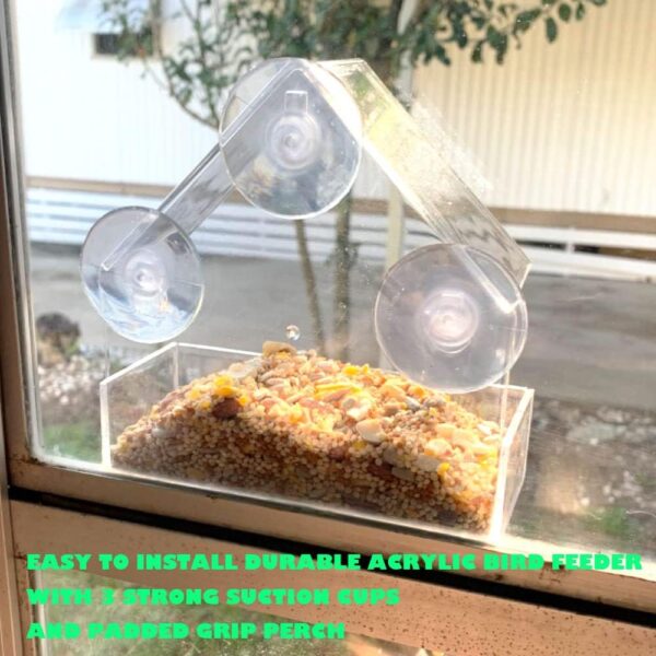 Bird Feeder Birds House for Outdoor, Window Bird Feeder with Strong Suction Cups for Wild Birds, Cardinal, Bluebird - Image 2
