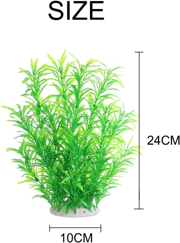 Large Aquarium Plants Artificial Plastic Fish Tank Plants Decoration Ornament Safe for All Fish 24cm x 10cm - Green - Image 2