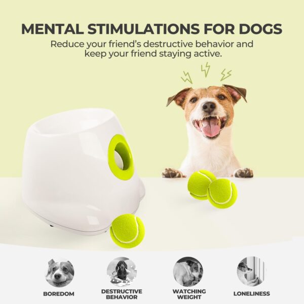 ALL FOR PAWS Automatic Dog Ball Launcher, Interactive Dog Tennis Ball Thrower, Interactive Puppy Pet Fetch Toy, Mini Dog Ball Throwing Machine for Small and Medium Dogs, With 3 PCS 2" Tennis Balls - Image 3
