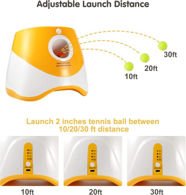 Grezea Automatic Dog Ball Launcher, Puppy Ball Thrower Machine with 10-30 Ft Launch Distance, Interactive Dog Toys for Small Dogs Indoor & Outdoor, Included 6 Mini Balls(Orange) - Image 3