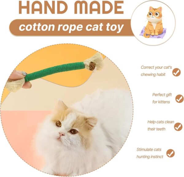 SUOXU Catnip Toy Bite Rope, Interactive Cat Toy for Indoor Cats, Cat Teeth Cleaning Kitten Teething cat nip Chewing Toy Rope, Filled Natural Catnip Stress Release Cotton Rope Toy, 4 Pcs - Image 2