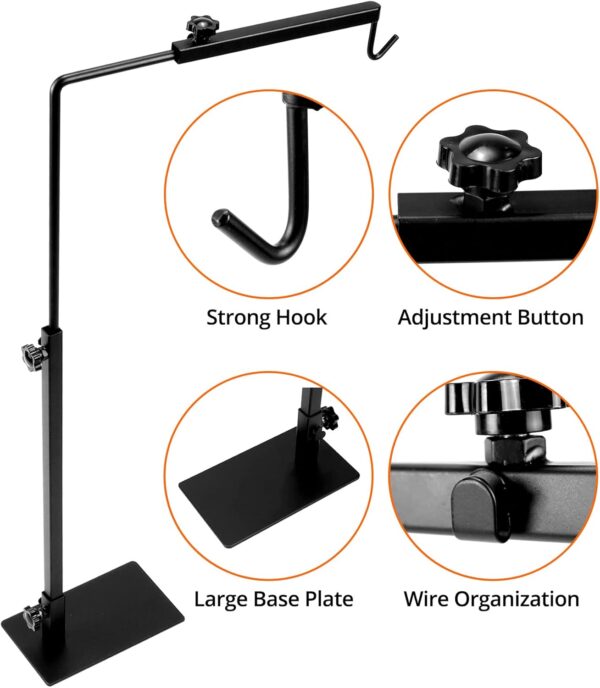 QWORK® Reptile Lamp Stand Adjustable 12-25 Inch Metal Heat Lamp Holder Hanger for Amphibians Snake Lizard Turtle Spider Terrarium Fish Aquarium - Image 2