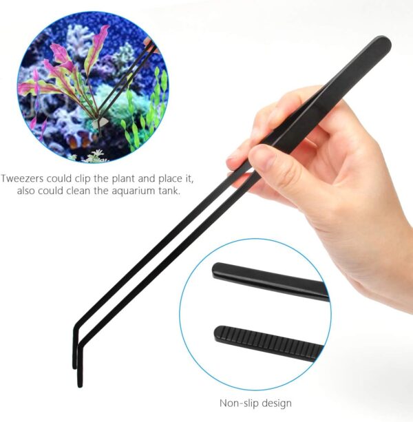 Aquarium Aquascape Tools Kit, 4 in 1 Anti-Rust Aquatic Plant Aquascaping Tool Stainless Steel Black Tweezers Scissors Spatula for Aquarium Tank Clean Fish Tank Aquascape Tools Sets (Black) - Image 5