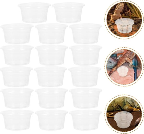 Reptile Food Water Bowl 20Pcs Plastic: Transparent Reptiles Water Tray - Anti-Slip Feed Dish for Tortoise Lizard Bearded Dragon Spider Scorpion Chameleon 4.7X4.7X2.5cm - Image 9