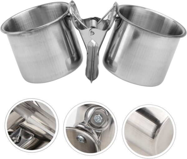 BELLIFFY 3pcs Parrot Feeder Bird Food Bowl for Cage Parrot Feeding Dish Bird Feeder Parakeet Feeder Food and Water Cups for Bird Perches Pet Feeder Reminder Parrot Feeding Cups Clamp - Image 5