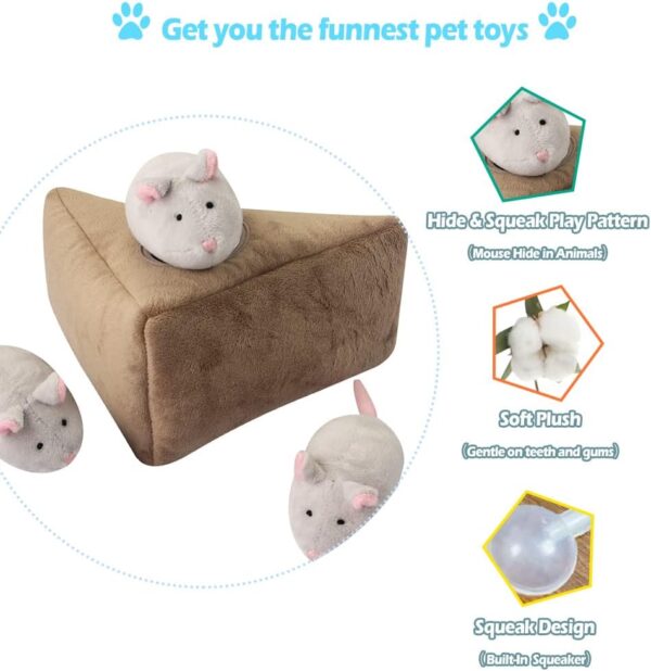 IFOYO Squeaky Dog Toys, Durable Interactive Hide and Seek Plush Puzzle Dog Toys for Medium Small Dogs, Pets, Christmas Dog Toy, Mouse Dog Toys - Image 2