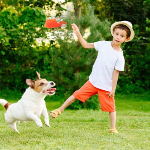 IFOYO Plush Squeak Dog Toys, Durable Interactive Hide and Seek Puzzle Dog Toys for Medium Small Dogs, Pets, Easter Dog Toy, Turnip Rabbit - Image 6