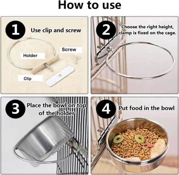 2 Pcs Parrot Bowl Stainless Steel Parrot Feeding Cups Sturdy Water Bowl Bird Feeding DishSuitable for Parrots Macaws or Other Birds Bird Feeding Dish (M-10cm) - Image 3